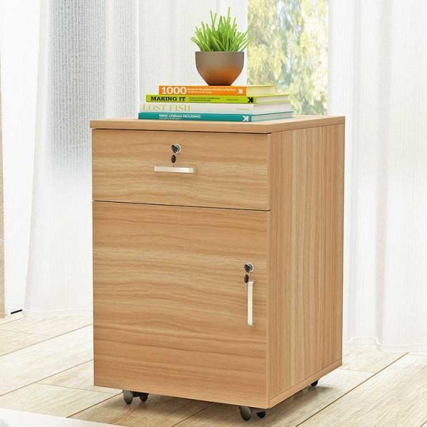 Quality 3 Drawer Rolling Pedestal File Cabinet Wood Lockable With Aluminum Alloy Handle for sale