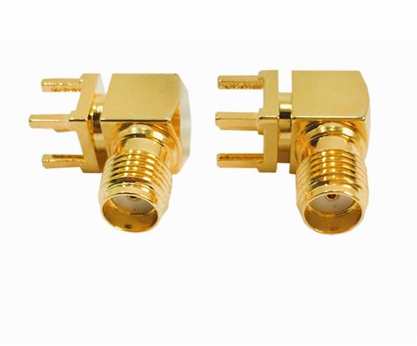 China Rf Coaxial Connector PCB Panel Edge Mount Sma Female jack right angle Coaxial Connector factory
