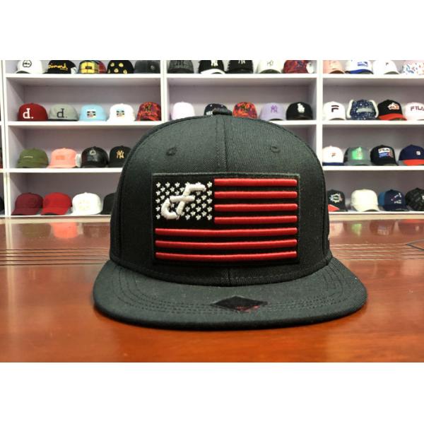 Quality Customized Design black embroidery national flag special plastic buckle eagle Logo Sports Snapback Hats Caps for sale