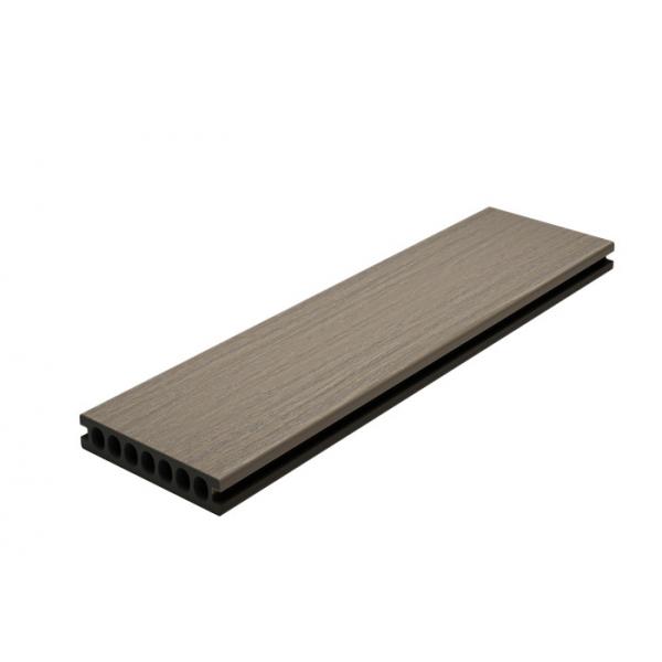 Quality 7 Round Hole 142 X 22 Capped Composite Decking Brushing Embossing Plastic Deck Boards for sale