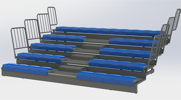Quality Full Automatic HDPE Bench Retractable Gym Bleachers / Indoor Basketball Bleachers for sale
