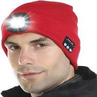 China Phones Calls Music Playback Bluetooth LED Hat With 4 LED Light For Night Walking for sale