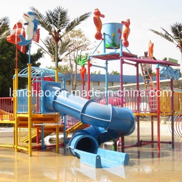Quality Small Size Children Outdoor Water Playground With Fiberglass Water Slide for sale
