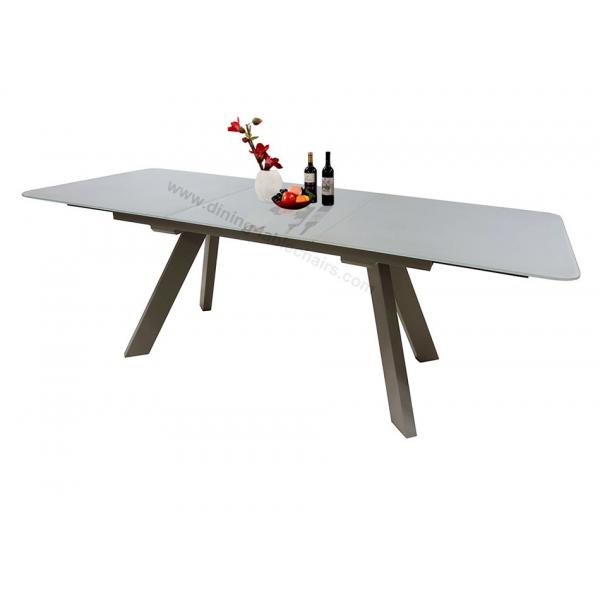 Quality Stylish Painted Tempered Glass Dining Table , Rectangular Extension Dining Table for sale