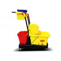 China Multifunctional Yellow Plastic Hotel Cleaning Equipment With Mop Bucket / Press Wringer factory