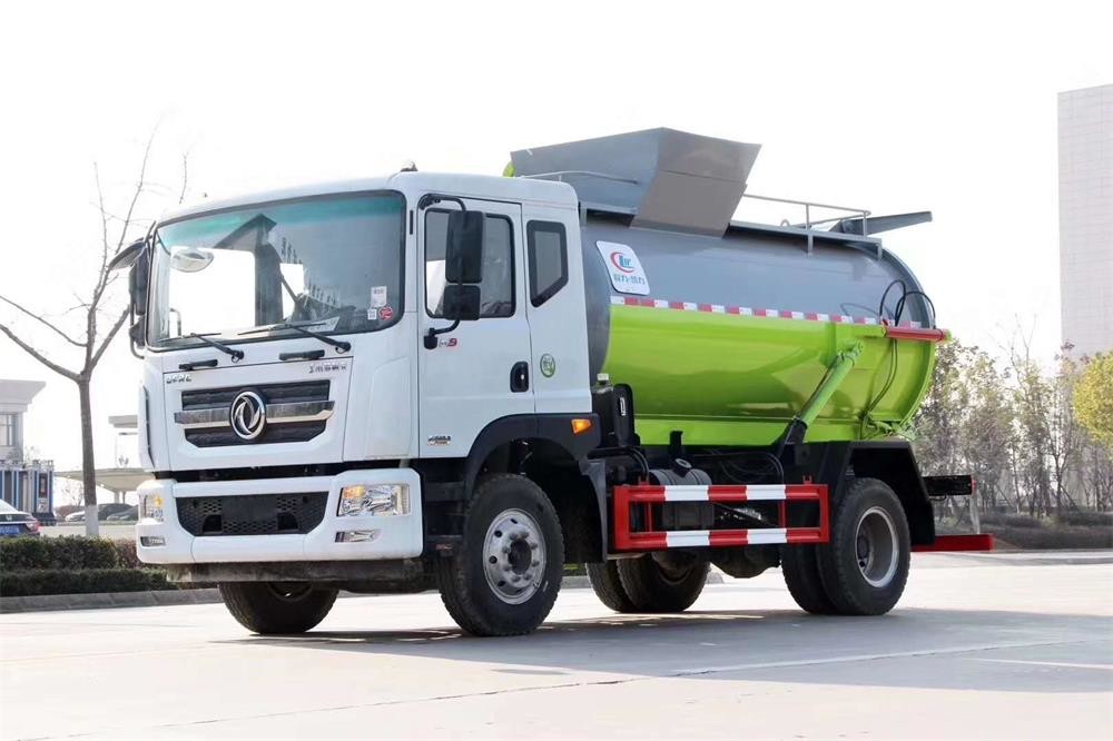 China Cylinder Shape Container Garbage Truck , Diesel Engine Garbage Collection Truck factory
