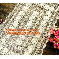 China Rectangular coffee table linen table cloth table, Corcheted Lace Table linen, Tablecloth for sale