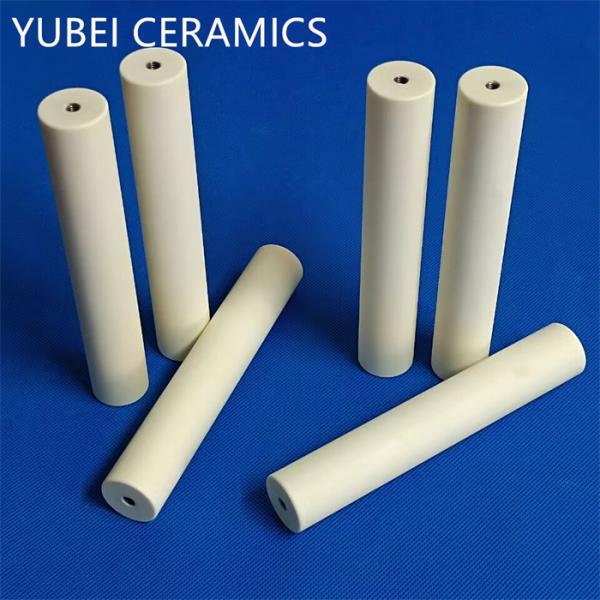 Quality Automotive Alumina Ceramic Parts , Ivory 99% Aluminum Oxide Rod With Inner Thread for sale