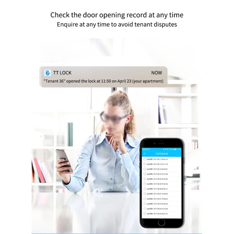 Swipe Lock Clock In 0.1S TTlock App Smart Keypad Door Lock Swipe Card 48mm Thickness from ...