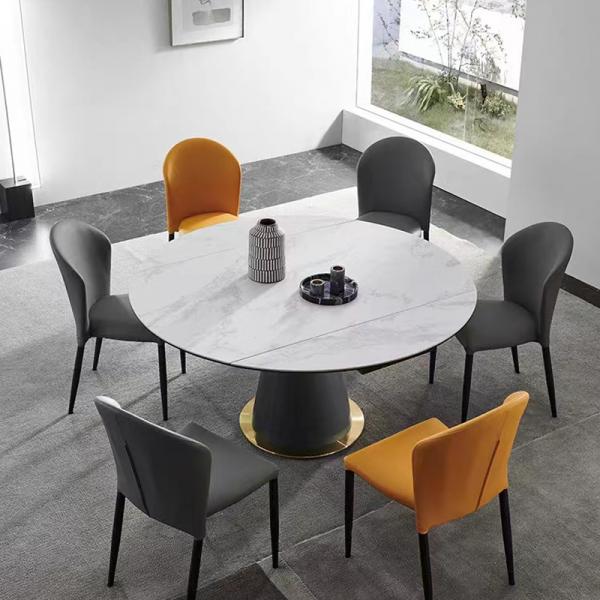 Quality Elegant Ceramic Round Extendable Dining Room Table 8 Seater Modern Stylish for sale