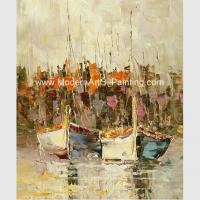 China Framed Palette Knife Oil Painting , Abstract sailboat scenery wall art painting factory
