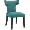 China Mid Century Modern Cloth Covered Dining Chairs Upholstered Fabric With Nailhead Trim Teal factory