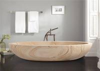China Oval Shaped Durable Natural Stone Bathtub Sandstone Travertine Material factory