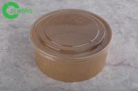 China Hot Soup Restaurant Paper Salad Bowl 1300ml Container With Plastic Lid factory
