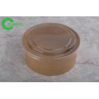 China Hot Soup Restaurant Paper Salad Bowl 1300ml Container With Plastic Lid for sale