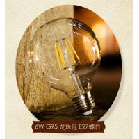 China G95 E27 6W Edison COG lamp LED Filament Bulb Light clear cover and aluminum base for sale