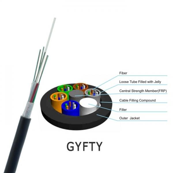 Quality All Dielectric Loose Tube FRP 12 Core Fiber Optic Cable GYFTY with Aramid Yarn PE/LSZH Outer Sheath for sale