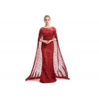 China Big Red Embroidery Lace Arabic Maxi Wedding Bridesmaid Dresses Floor Length factory