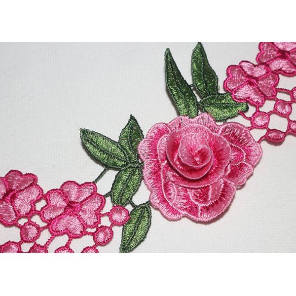 Quality 3D Flower Multi Colored Embroidered Lace Trim With High Color Fastness Azo Free for sale
