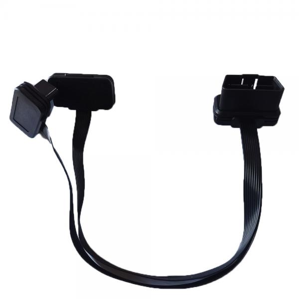 Quality Car Male To Dual Female OBD2 Y Cable Elbow Extension Flat Thin Noodle for sale