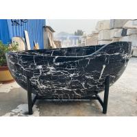 China BLVE Marble Elegant Bathtub Nero Marquina Solid Natural Stone Bathroom Whirlpool Tub Freestanding Modern Design for sale