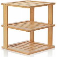China Bamboo Free Standing Wood Rack , Kitchen Countertop Corner Shelf 10x10x11.5 Inches factory