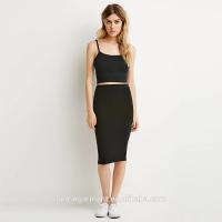 China Stretch Knit Pencil Skirt Plain Black Body con Skirt For Women factory