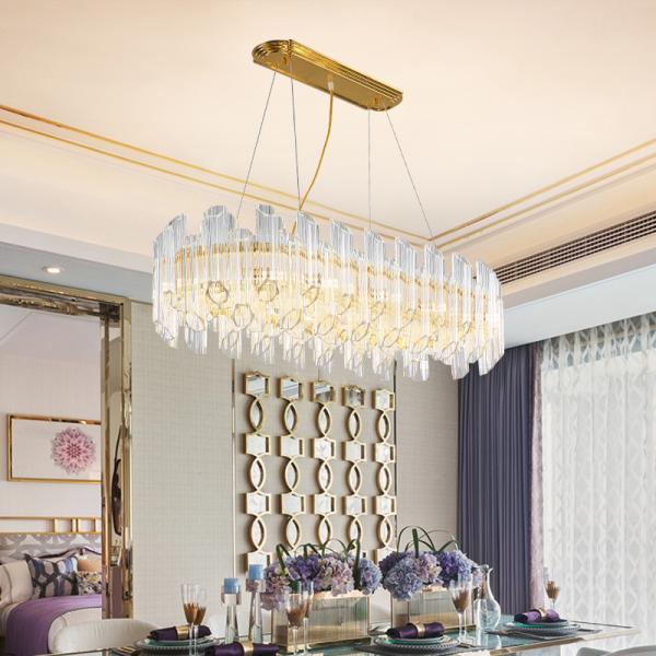 Quality K9 Crystal E14 Luxury Pendant Lights Oval Shaped Ceiling Lights for sale