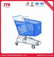 China 100L Heavy Duty Shopping Trolley Chrome Plated Blue Grocery Cart factory