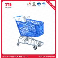 China 100L Heavy Duty Shopping Trolley Chrome Plated Blue Grocery Cart for sale