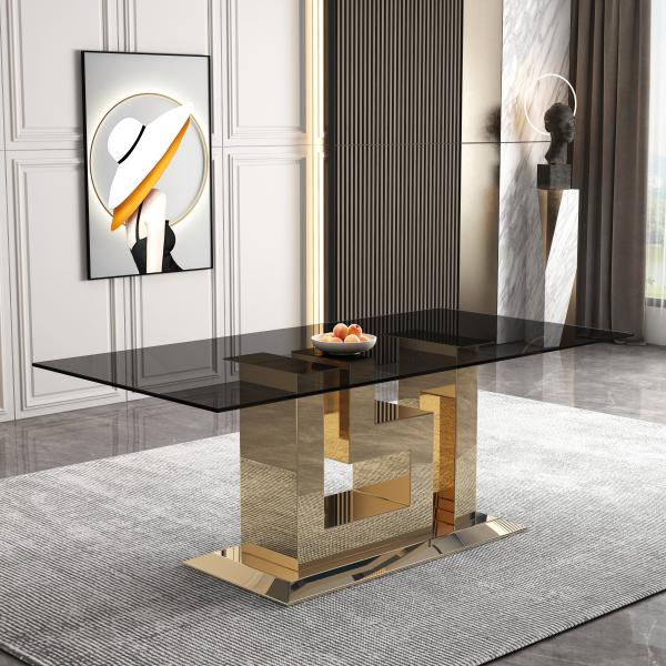 Quality Modern Style 0.9m Width Glass Dining Table For Customer Satisfaction for sale