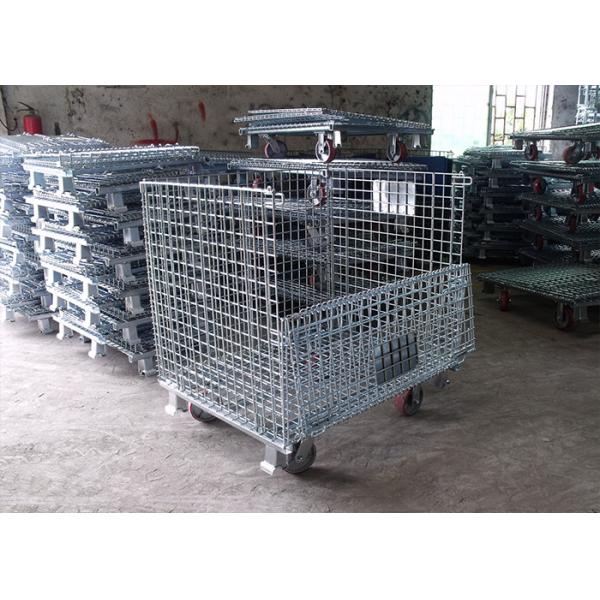 Quality Moveable Foldable Wire Container , Steel Wire Cage With Galvanized Surface Treatment for sale