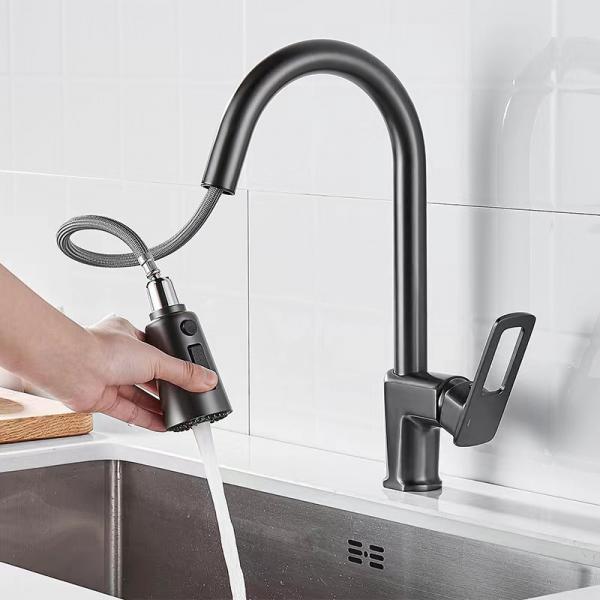 Quality Swiveling Spout Kitchen Faucet Mixer Stainless Steel Pull Out Kitchen Tap for sale