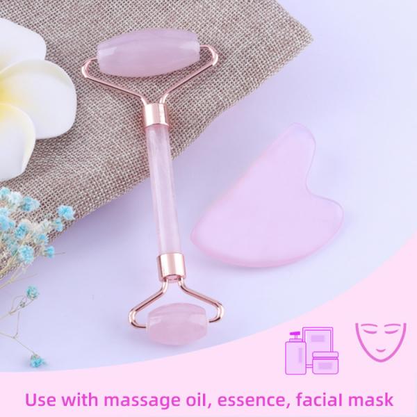 Quality 56g Rose Quartz Facial Roller , Jade Massage Roller For Face Massage for sale