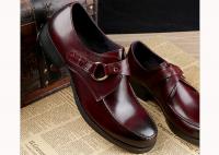 China Customized Flat Mens Monk Strap Shoes Round Toe Full Grain Leather Mens Dress Shoes factory