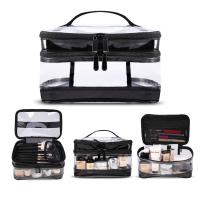 China Two Layers Vinyl Cosmetic Bag Portable Transparent factory