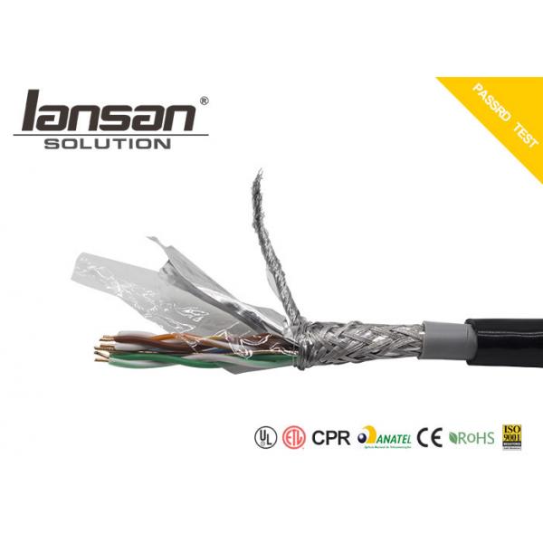 Quality PE PVC Cat5e Lan Cable Bare Copper Black SFTP 24AWG 305m Twisted 4PR CCA BC for sale