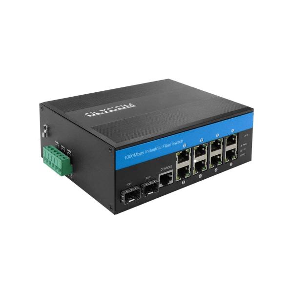 Quality Industrial Gigabit Ethernet L2 Managed Switch 8 X Gigabit Ports 2 X SFP Slots for sale