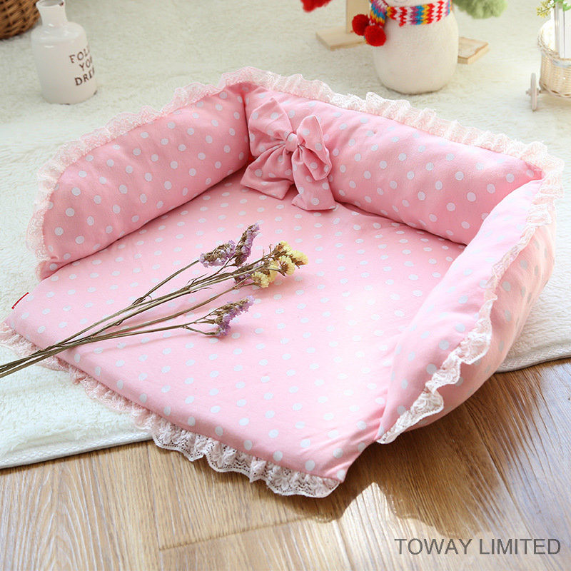 China  				Cute Pink Dots Princess Soft Pet Sofa Dog Cushion 	         factory