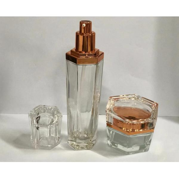 Quality Luxury Transparent Cream Bottles Skincare Packaging / Glass Cosmetic Bottle Six for sale