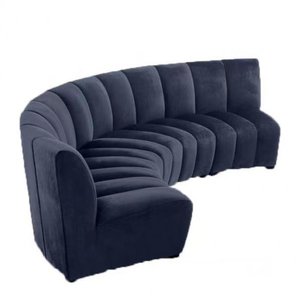 Quality Modern Living Room Navy Blue Velvet Sofa Hotel Lobby Curve Arc Velvet Sofa for sale