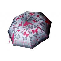 China Manual Open Custom Travel Umbrellas Butterfly Flower Print Water Resistant Canopy factory