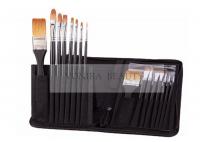 China Super Fine Synthetic Hair Face Paint Brush Set Black Wooden Handle 16pcs With Pouch factory