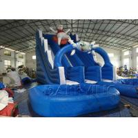 China Blue Lazy Bear Commercial Inflatable Slide With Pool , Giant Inflatable Water Slide factory
