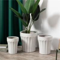 China Unique Design Home Indoor Outdoor Decor Floor Plant Pot Ceramic White Tall Flower Pot For Garden factory