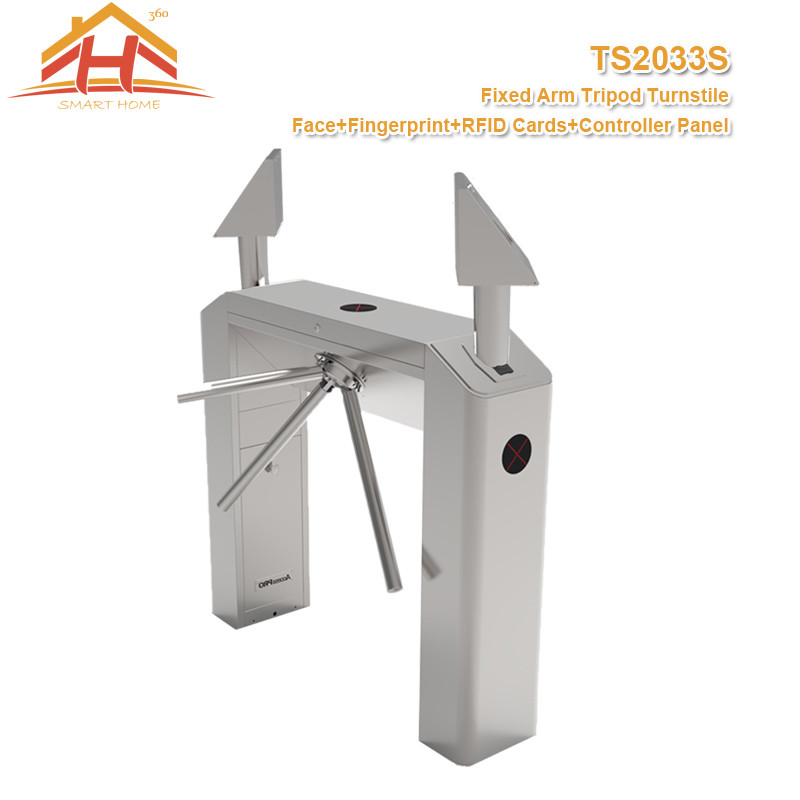 China Face And Fingerprint Fixed Arm Bridge Half Height Turnstile Access Control System for sale