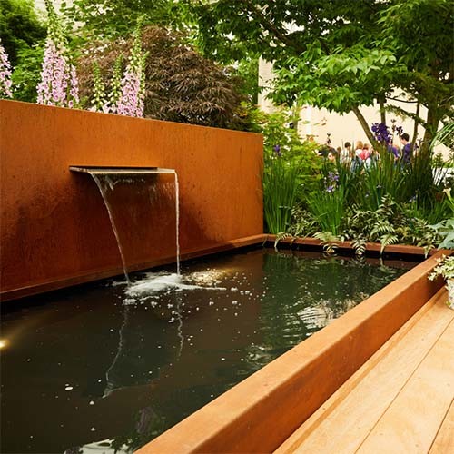 China Modern Corten Steel Water Fountain Outdoor Garden Landscape Rectangular factory