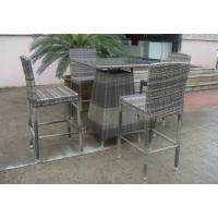 China Hand-Woven Grey Rattan Bar Set , Resin Wicker Patio Bar Furniture factory