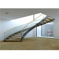 China Cable Balustrade Building Curved Stairs , Interior Wood Stairs Building Project Design factory