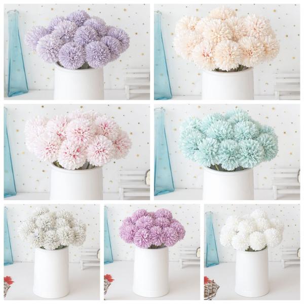 Quality White Silk Faux Artificial Chrysanthemum Heads Arrangement DIY Wedding Party Decor for sale